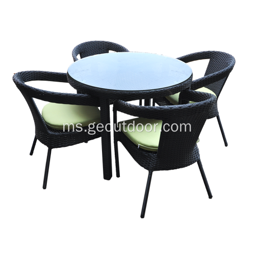 Set makan malam rotan aluminium UV